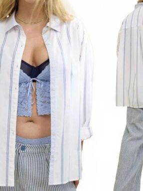 Aerie Good Day Button Down Poplin Cotton Shirt